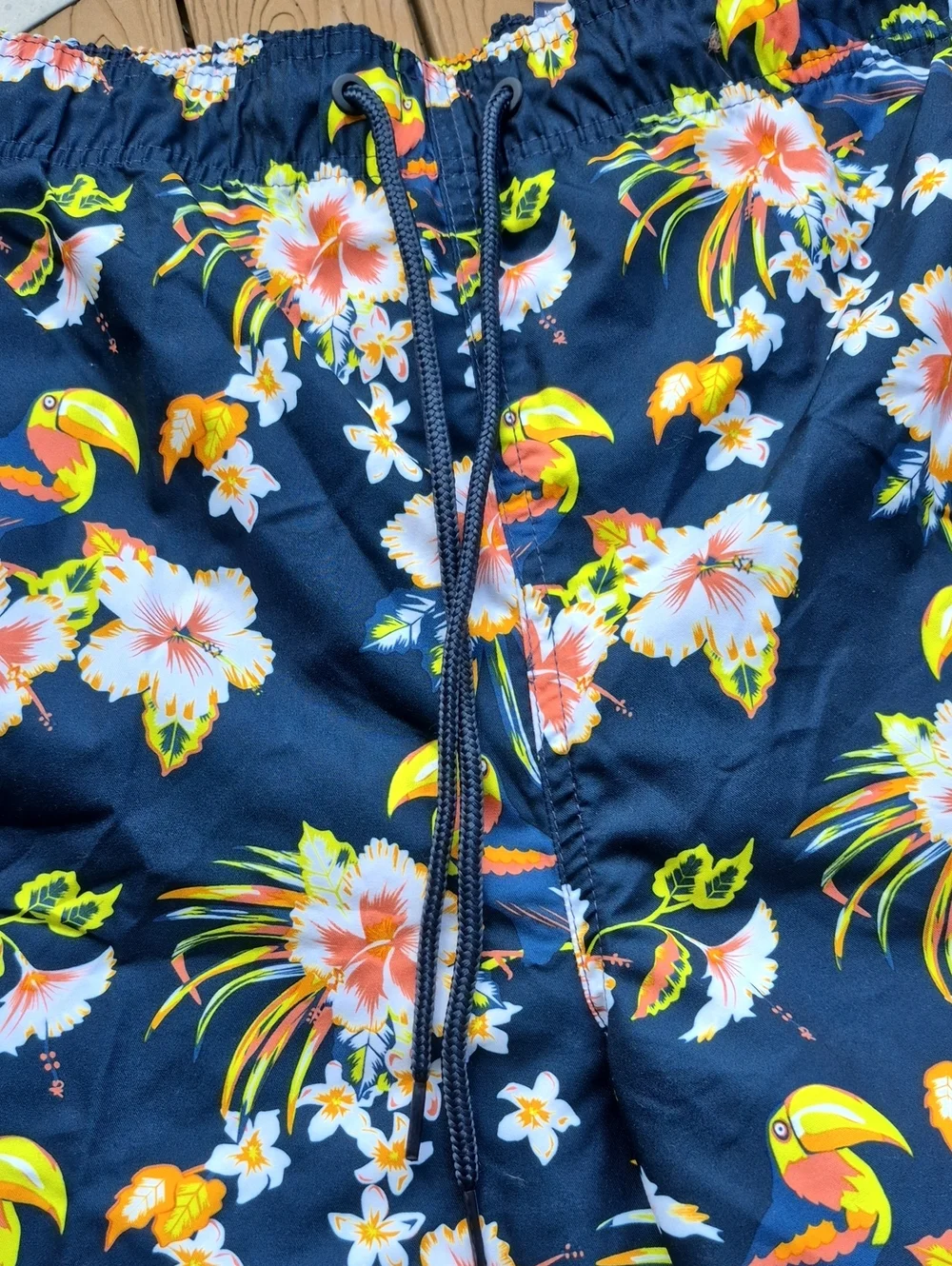 George 2X Navy Tropical and Toucan Swim Trunks Shorts - New